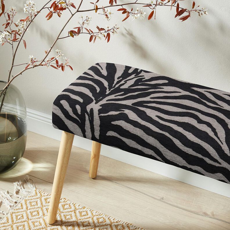 Tissu de revêtement Jacquard Zèbre – noir/gris, image number 8
