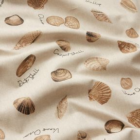 Tissu de décoration Semi-panama Noms de coquilles – nature/brun-marron, 