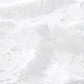 Dentelle élastique Fleurs et feuilles – blanc, 