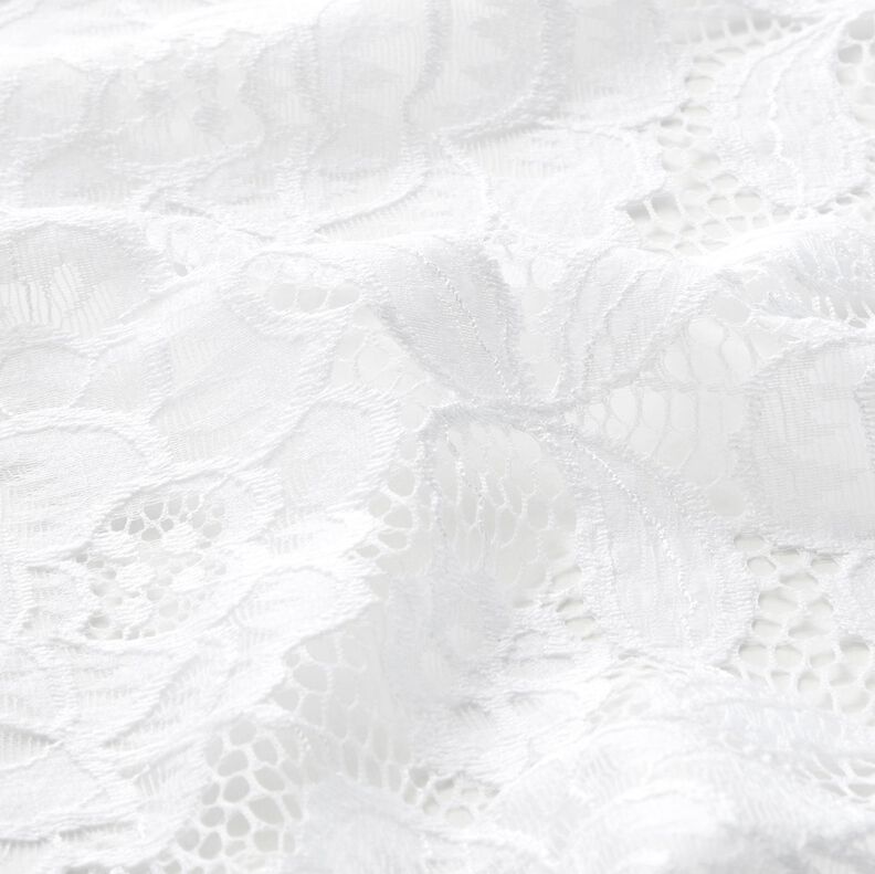 Dentelle élastique Fleurs et feuilles – blanc,  image number 3