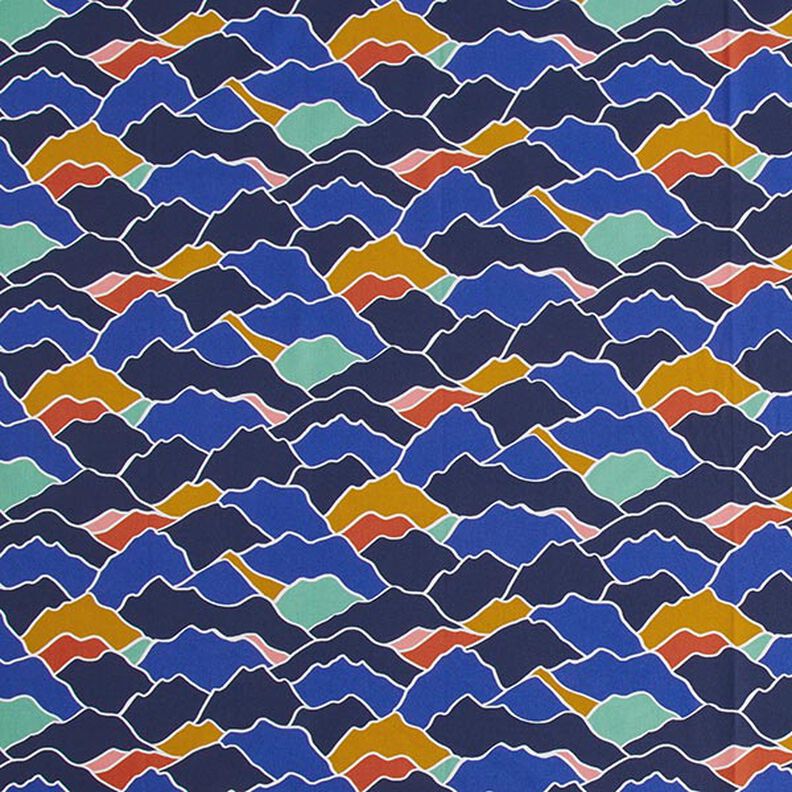 Tissu en coton Cretonne Vagues abstraites – bleu roi/sauge,  image number 1