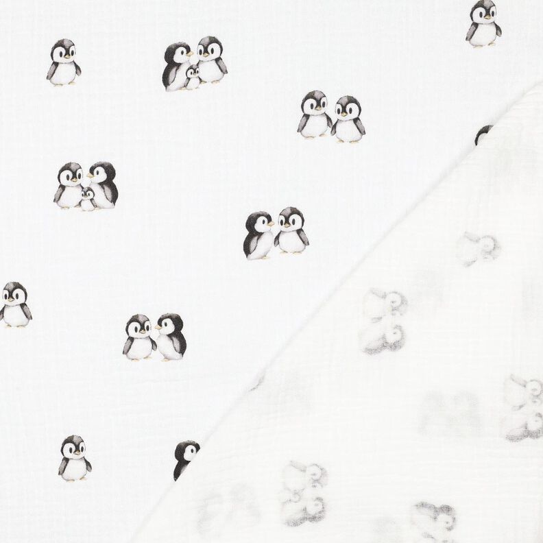 GOTS Tissu double gaze de coton Pinguine Impression numérique | Poppy Fabrics – ivoire/anthracite,  image number 4