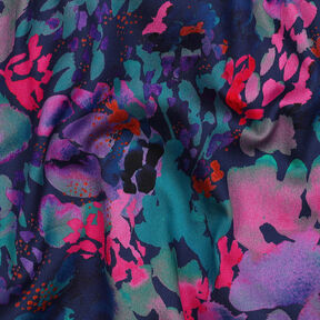 Satin de coton Presence Charcole Impression numérique | Nerida Hansen – bleu nuit/lavande, 