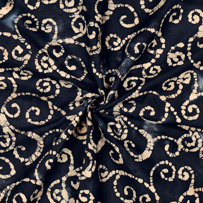Tissu en coton Kringel batik – bleu noir/sable,  image number 3