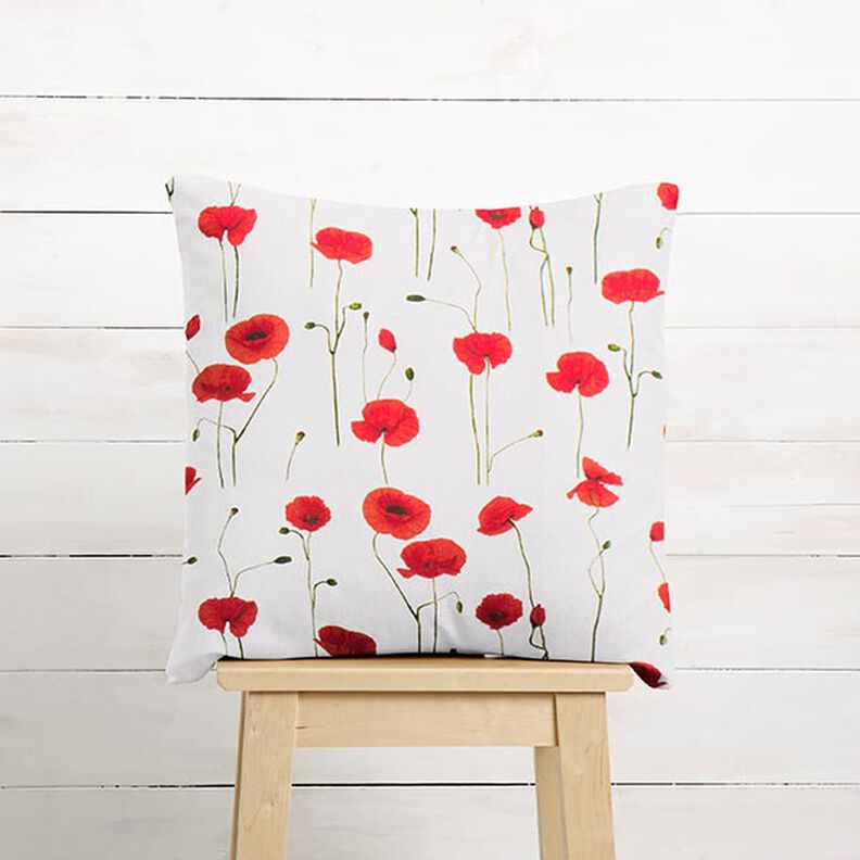 Tissu de décoration Semi-panama coquelicot – blanc/rouge, image number 7