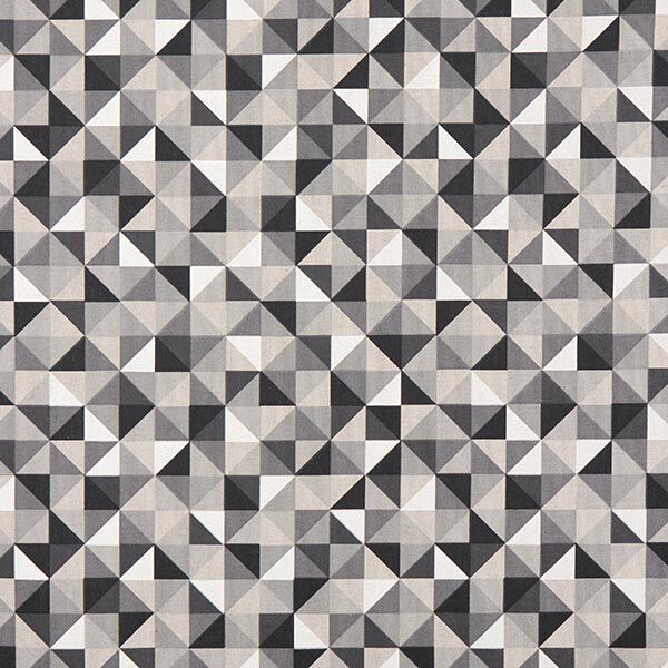 Tissu de décoration Semi-panama motif losange rétro – gris/noir,  image number 1