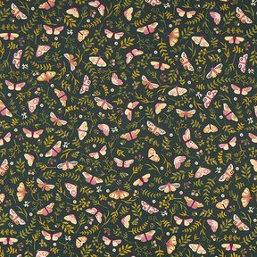 Tissu de décoration Semi-panama Papillons – vert foncé/kaki, 
