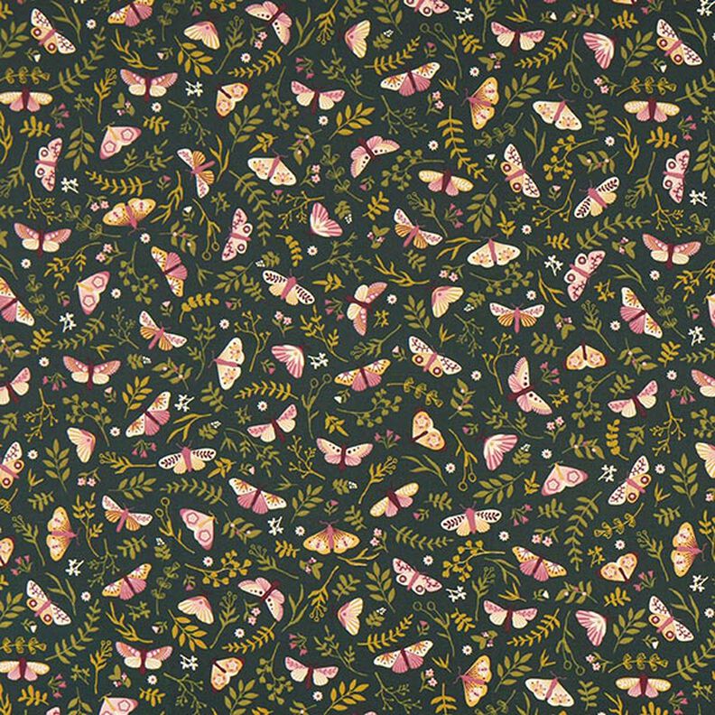 Tissu de décoration Semi-panama Papillons – vert foncé/kaki,  image number 1