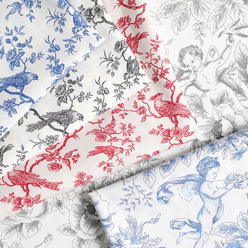 Tissu en coton Cretonne Oiseaux – bleu roi/écru,  image number 5