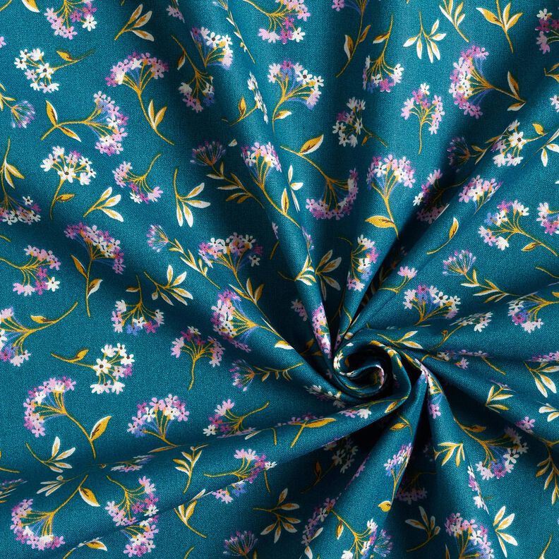 Tissu en coton Cretonne Fleurs délicates – bleu océan,  image number 3