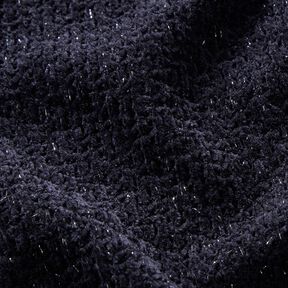 Chenille Jacquard maille Paillettes – bleu noir/argent métallisé, 