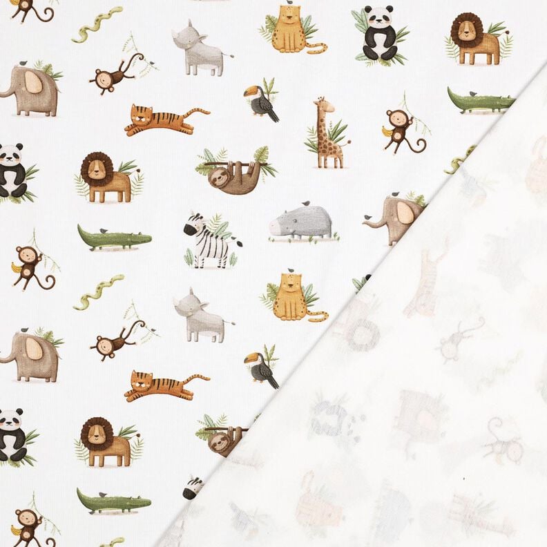 GOTS Jersey coton jolis animaux des steppes Impression numérique | Poppy Fabrics – blanc/olive clair, image number 3