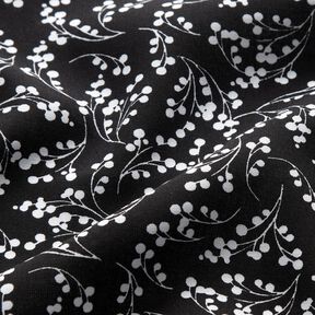 Tissu en viscose Branches avec baies – noir, 