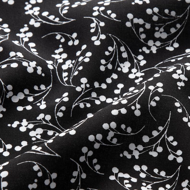 Tissu en viscose Branches avec baies – noir, image number 2