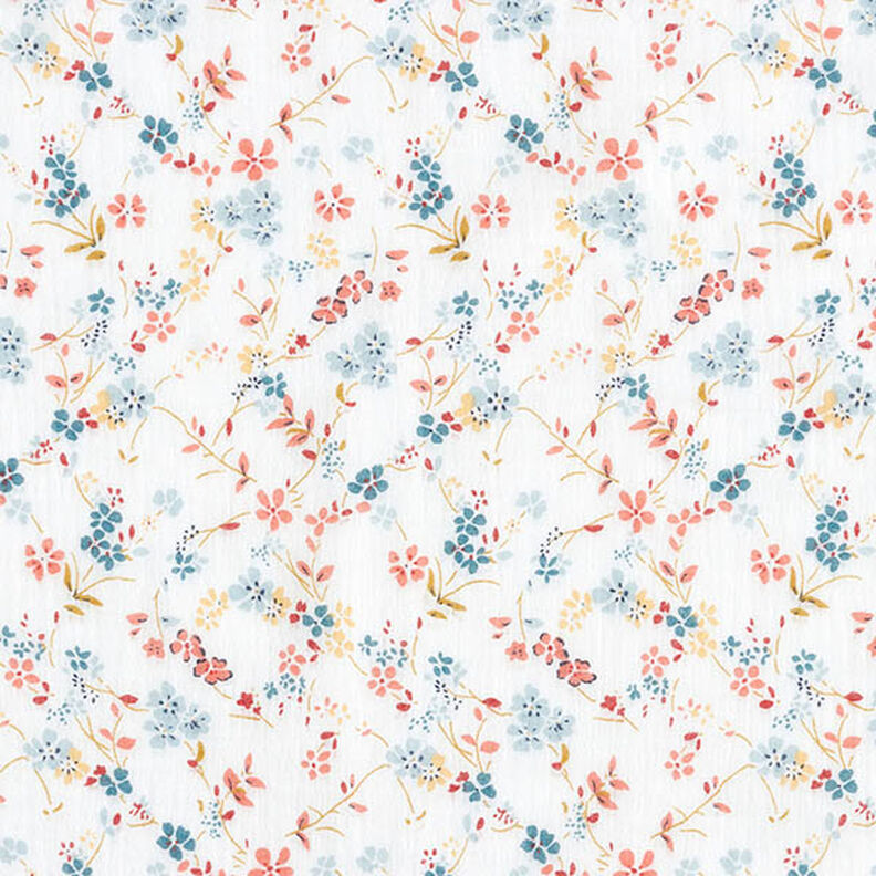 Tissu double gaze de coton Vrilles de fleurs romantiques – blanc,  image number 1