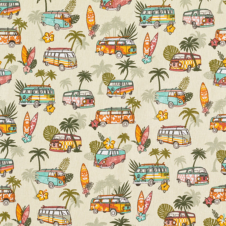 Tissu en coton Cretonne Roadtrip Surf – beige,  image number 1