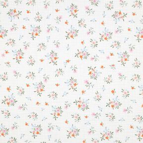GOTS Tissu double gaze de coton Jolies petites fleurs  | Poppy Fabrics – ivoire/orange, 