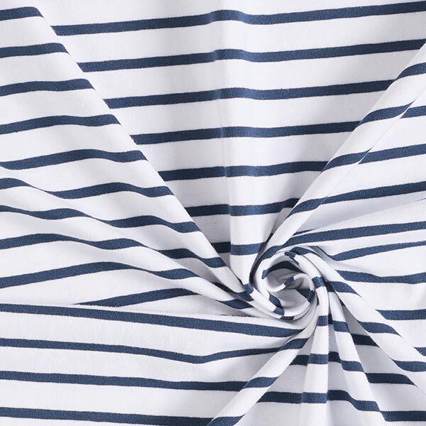Jersey de coton Rayures fines et larges – blanc/bleu marine,  image number 3