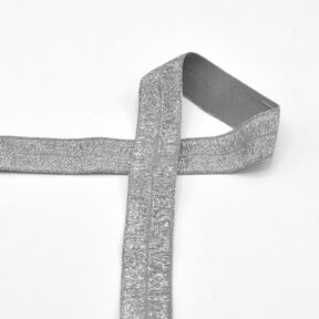 Biais élastique (pré-plié) pailleté [20 mm] – argent, 
