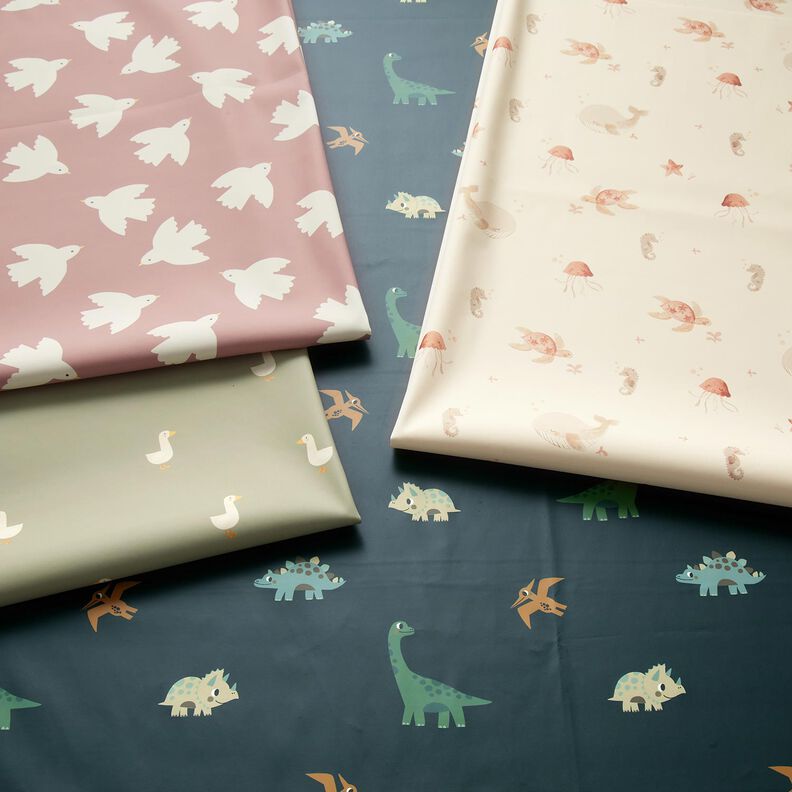 Tissu pour veste de pluie Petites oies Impression numérique – greige,  image number 6