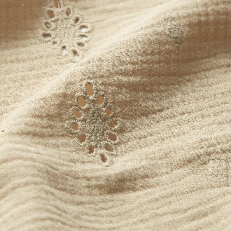 Tissu double gaze de coton Dentelle brodée Losange – anémone,  image number 2