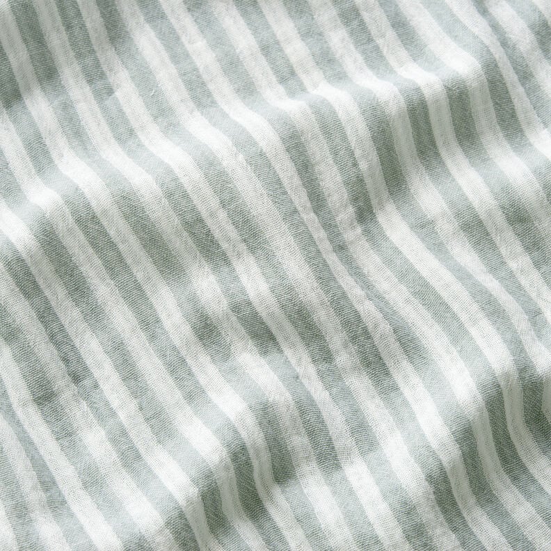 Tissu double gaze de coton Double face Rayures – roseau/blanc, image number 2