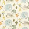 GOTS Tissu en coton cretonne animaux de la savane mignons – blanc,  thumbnail number 1