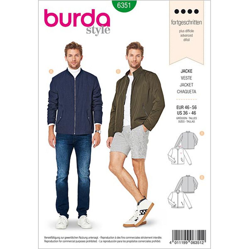 Veste homme, Burda 6351 | 46 - 56,  image number 1