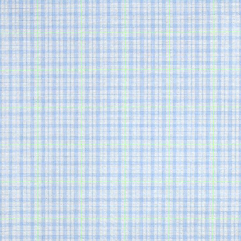 Seersucker Coton mélangé Carreau – bleu clair/vert fluo,  image number 1