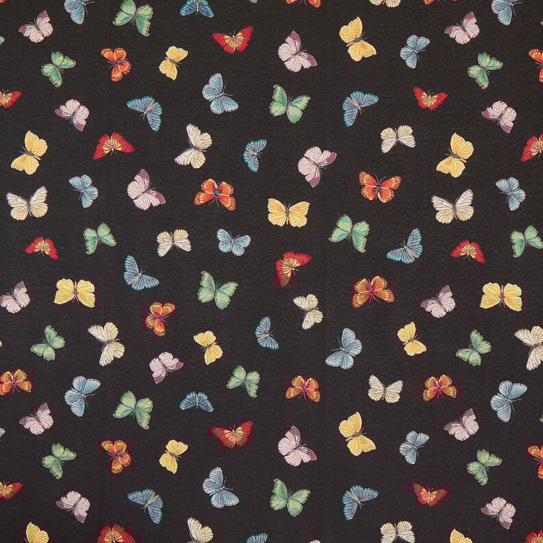 Tissu de décoration Gobelin Groupe de papillons – noir, image number 1