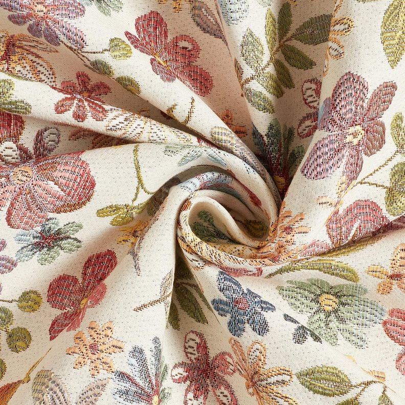 Tissu de décoration Gobelin Fleurs colorées – beige clair/rosé,  image number 3