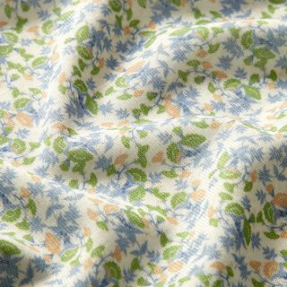 Tricot fin fleurs éparses – vert herbe/bleu clair, 