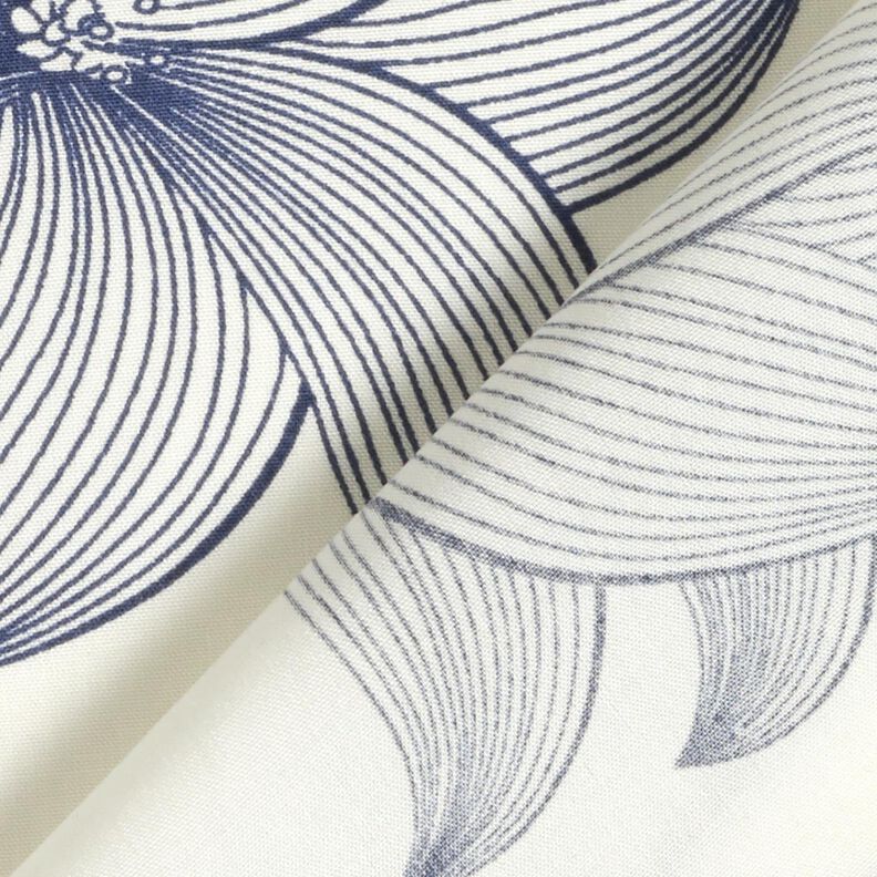 Tissu viscose Tulipes – écru/bleu nuit, image number 4