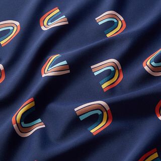 Tissu pour maillot de bain arcs-en-ciel abstraits – bleu marine, 