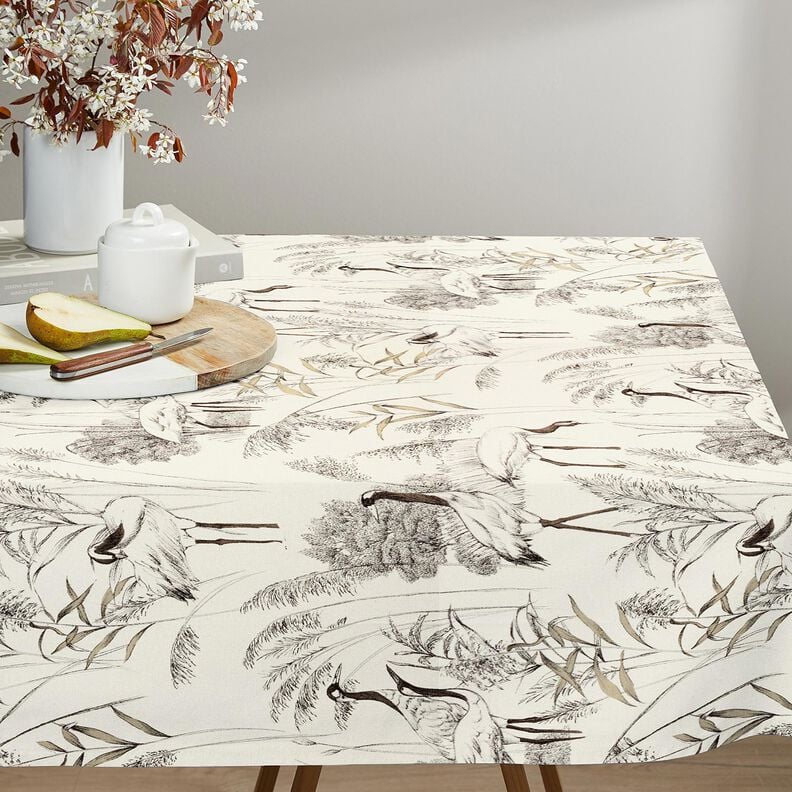 Tissu de d&eacute;coration Semi-panama Grues &ndash; nature/noir,  image number 6