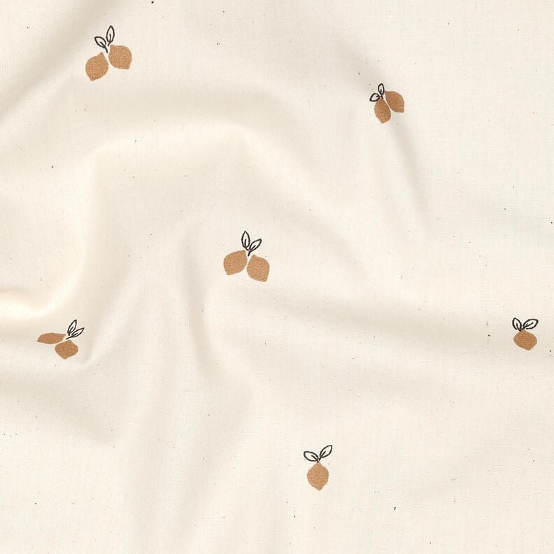 GOTS Popeline coton petits citrons | Poppy Fabrics – nature/brun faon,  image number 2