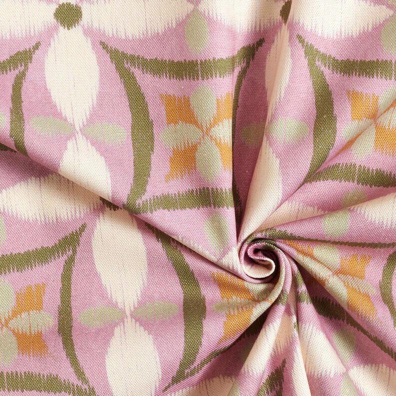 Tissu de décoration Canvas aspect grande broderie – violet pastel/beige clair, image number 3