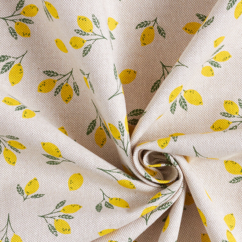 Tissu de décoration Semi-panama mini citrons – jaune/nature,  image number 3