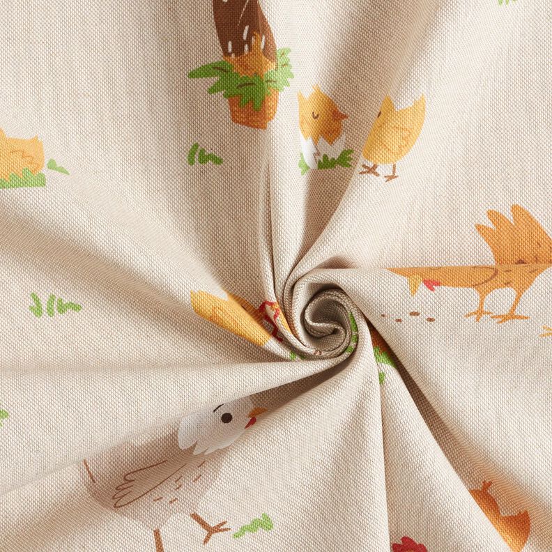 Tissu de décoration Semi-panama Famille de la basse-cour – nature/marron, image number 3