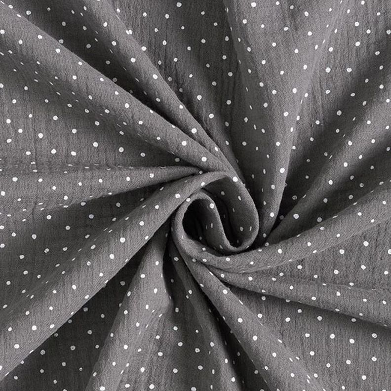Tissu double gaze de coton Petits points – gris schiste/blanc,  image number 3