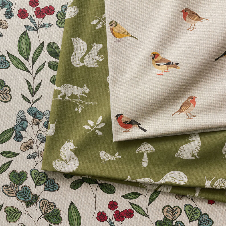 Tissu de décoration Semi-panama Petits oiseaux de jardin – nature, image number 6