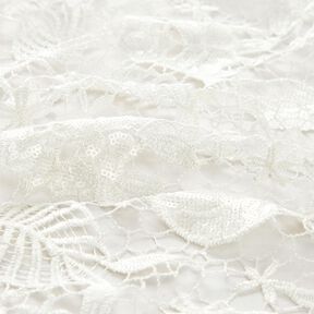 Dentelle avec paillettes et bord festonné – blanc, 