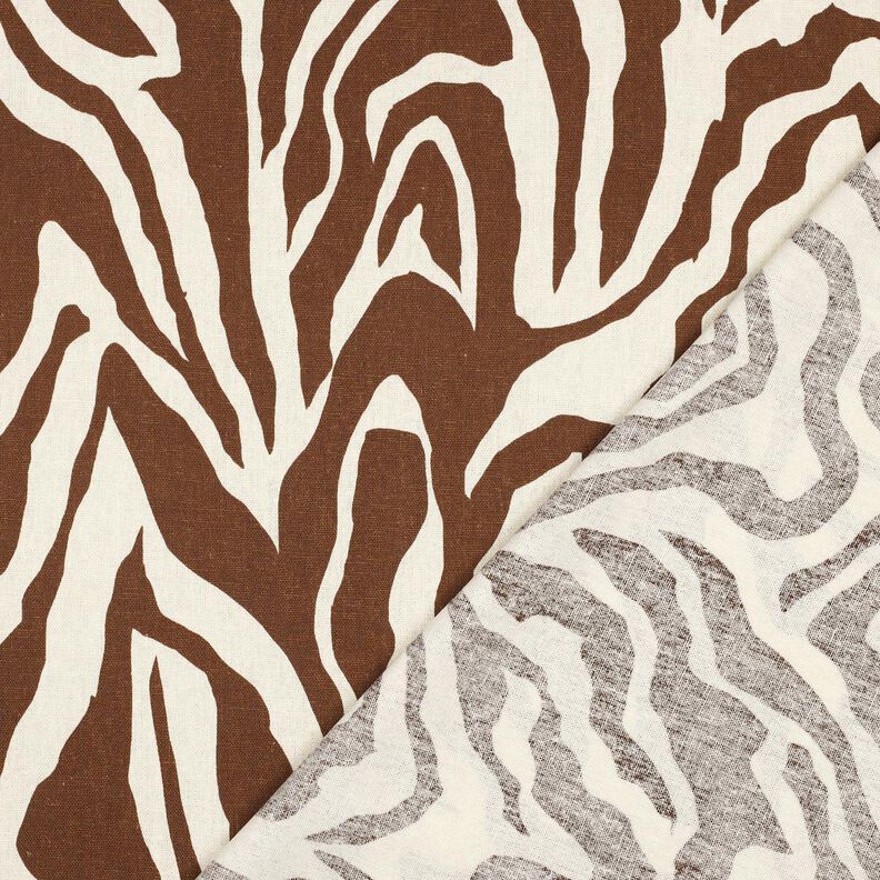 Mélange viscose lin Motif zébré – écru/brun-marron,  image number 4