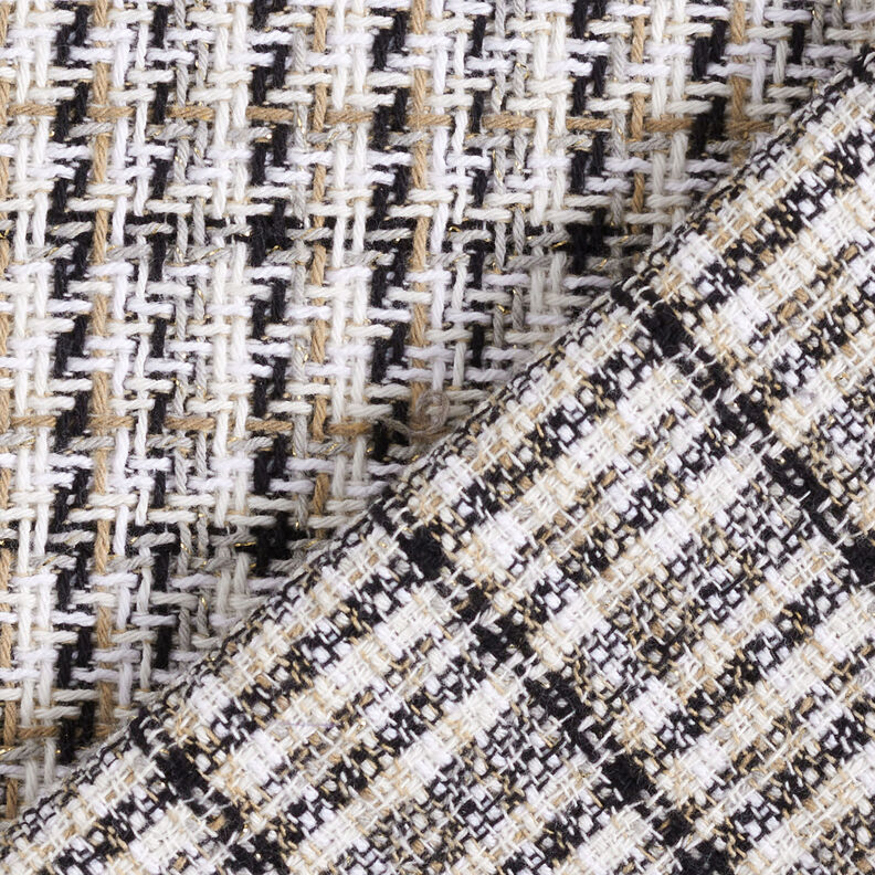 Tissu brut pour manteau Carreaux à fil scintillant – blanc/beige, image number 5