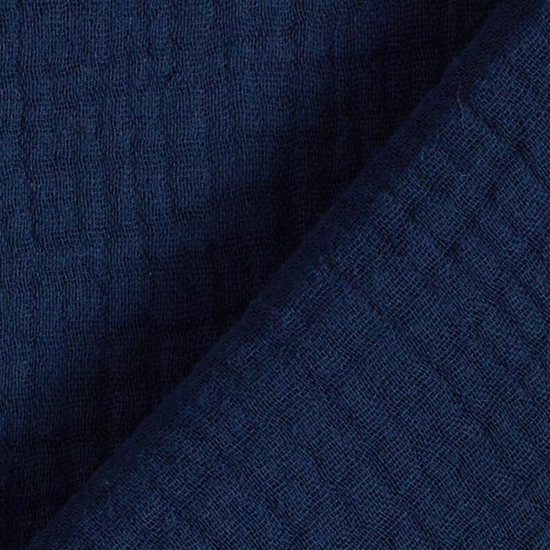 GOTS Tissu triple gaze de coton – bleu nuit,  image number 5