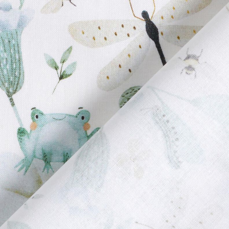 Popeline coton Vie de l'étang Impression numérique – blanc/bleu bébé,  image number 4