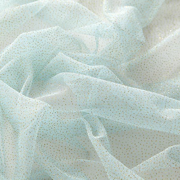 Tissu tulle scintillant – bleu clair/or,  image number 3
