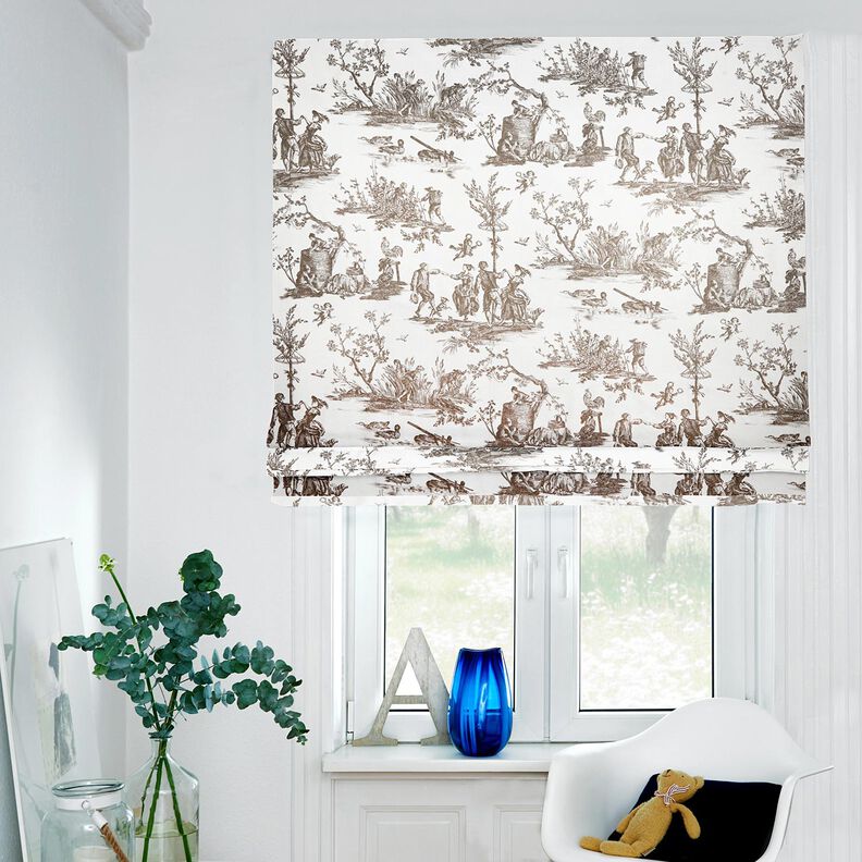 Tissu de décoration Semi-panama Joyeux danseurs 280 cm – taupe/blanc,  image number 6