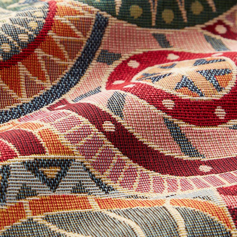 Tissu de décoration Gobelin Cercles colorés – carmin/beige clair, image number 2
