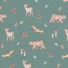 GOTS French Terry Sweat d’été Ours, cerf, écureuil Impression numérique – vert foncé,  thumbnail number 1
